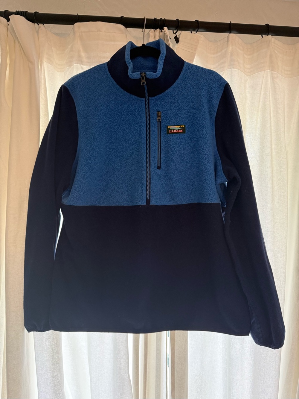 L.L. Bean Two-Tone Blue Fleece Pullover Jacket
